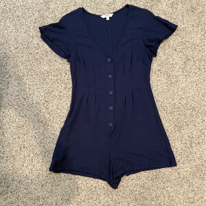BB Dakota Navy Button-Front Romper